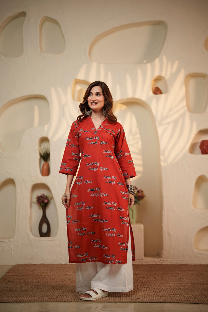 Kurta Red "smile big laugh often"