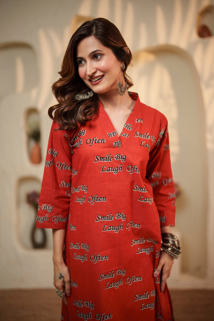 Kurta Red "smile big laugh often"