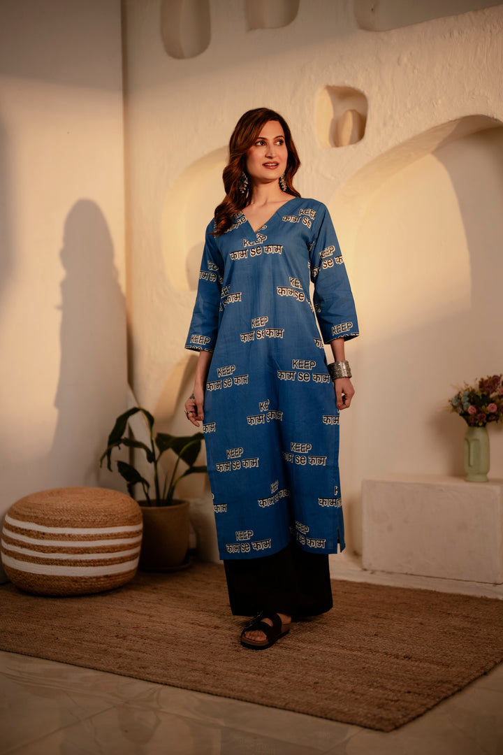 Kurta Blue "keep kaam se kaam"