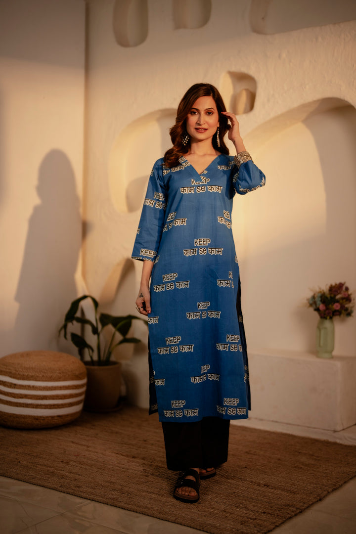 Kurta Blue "keep kaam se kaam"