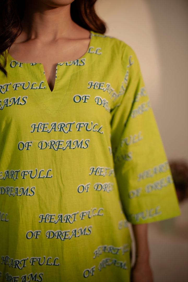 Kurta Lime "heart full of dreams"