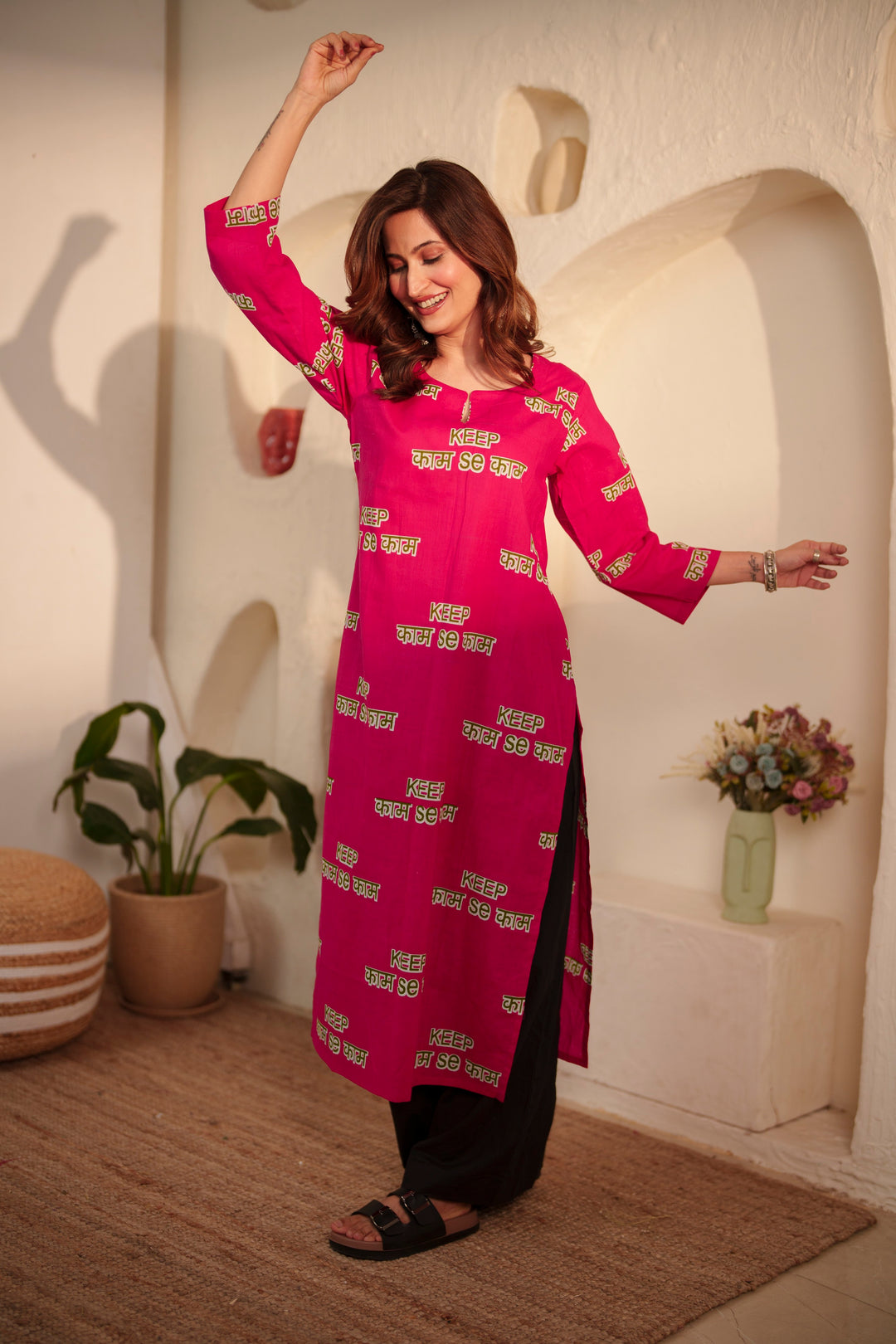Kurta Magenta "keep kaam se kaam"
