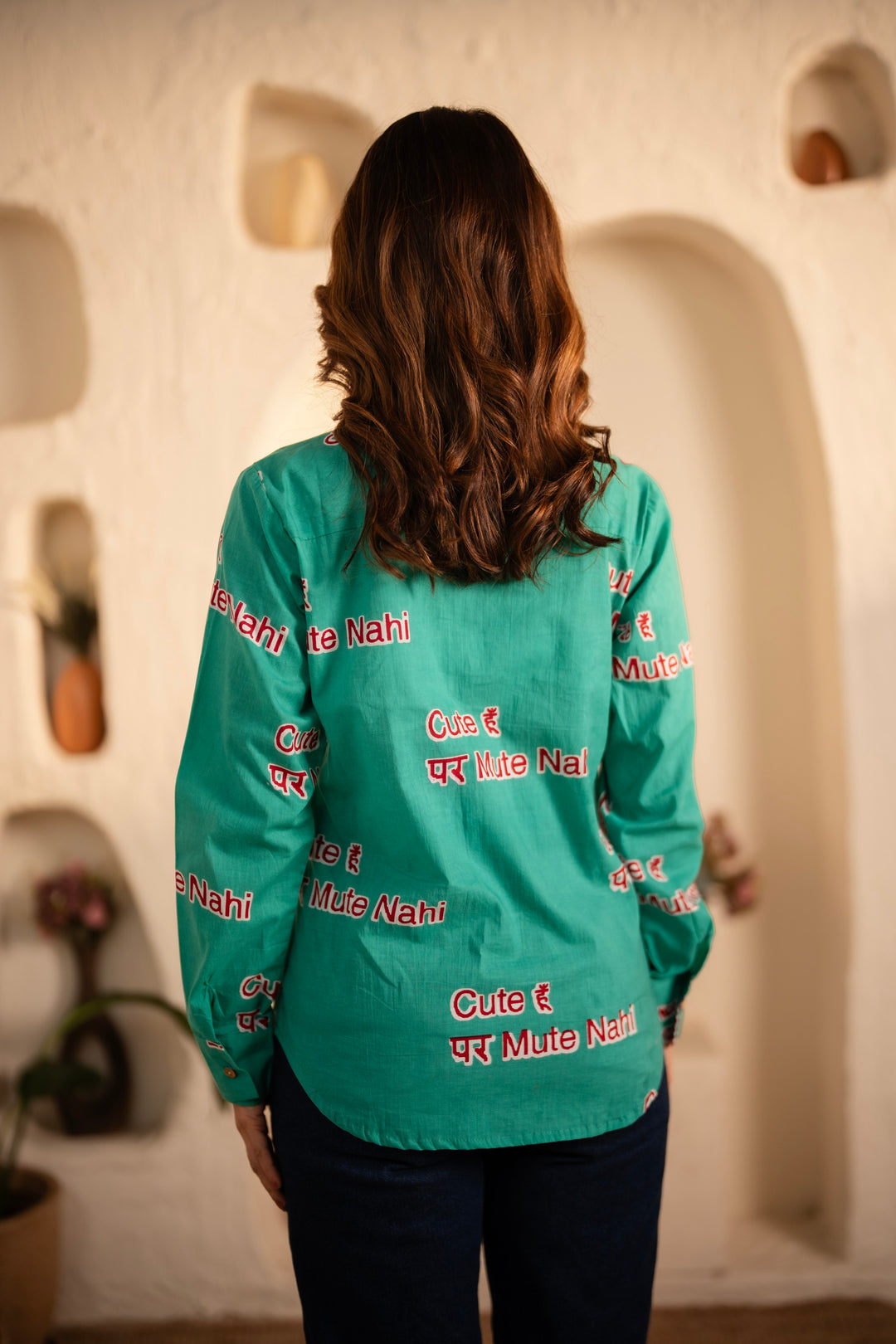 Mint "cute hu par mute nahi" cotton shirt