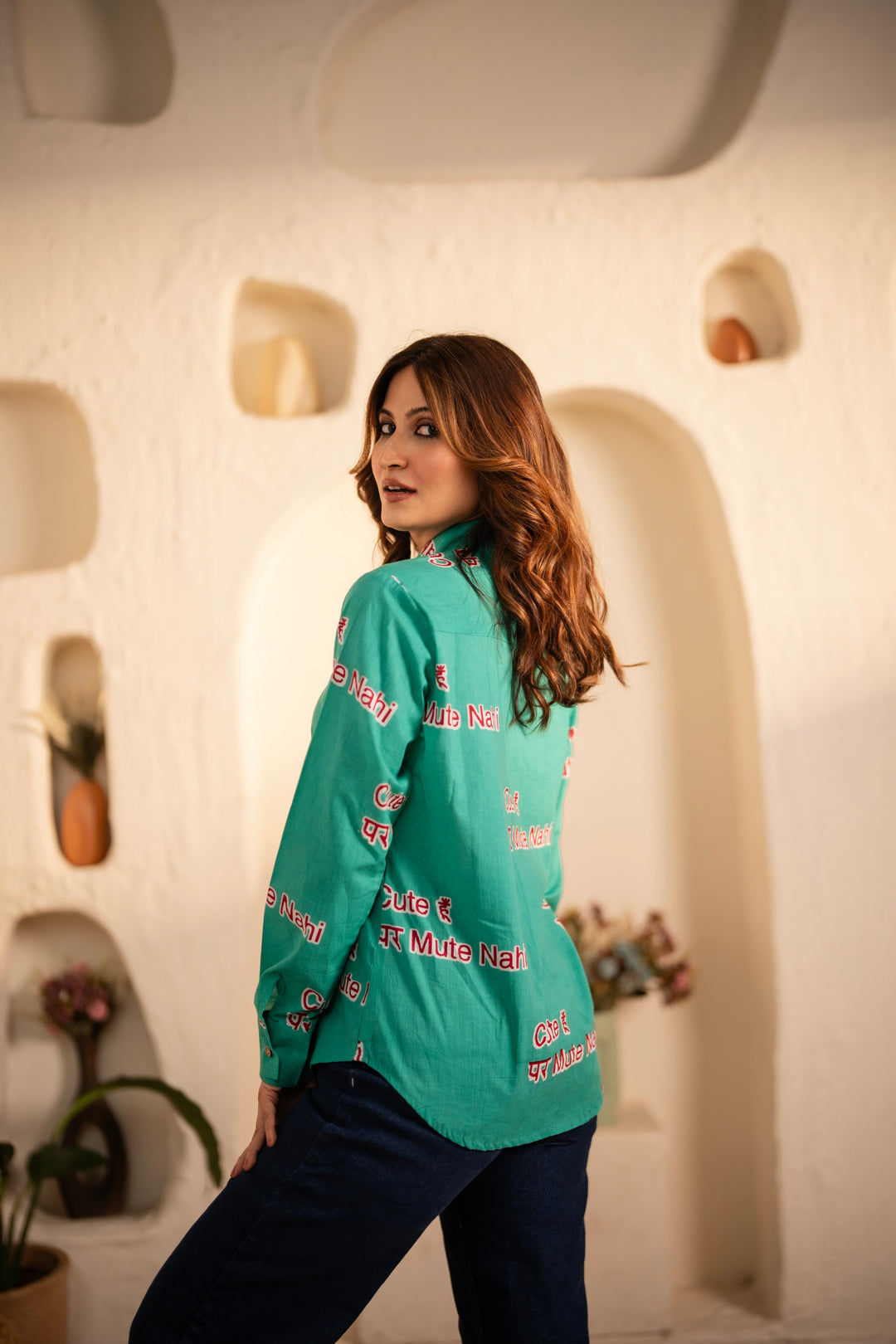 Mint "cute hu par mute nahi" cotton shirt