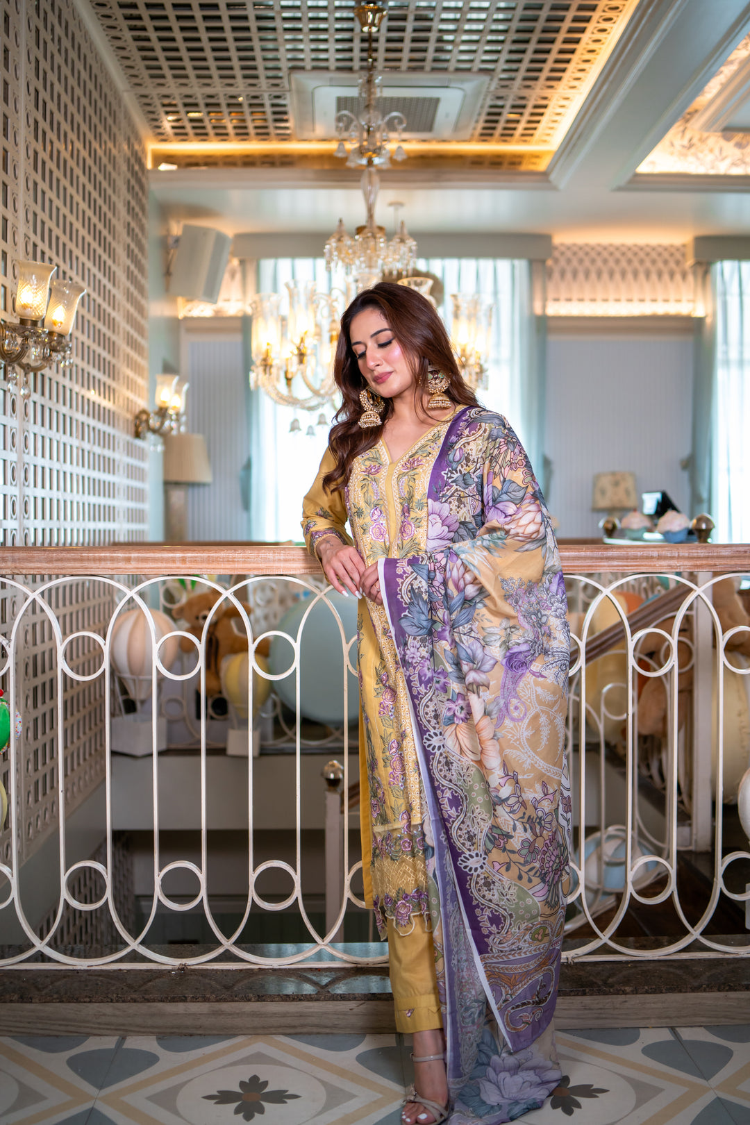 Isharya Yellow Cotton Lawn Suit