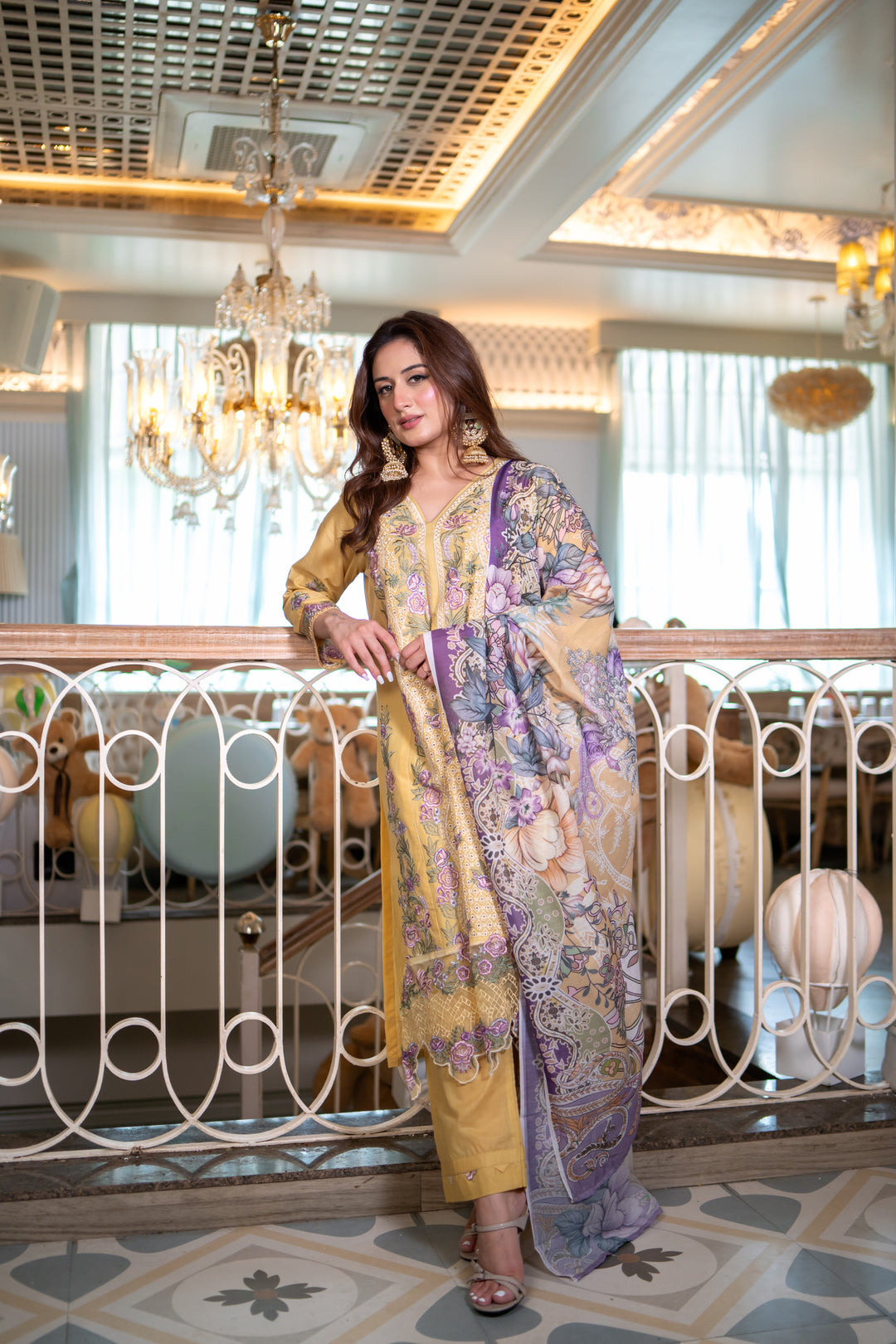 Isharya Yellow Cotton Lawn Suit