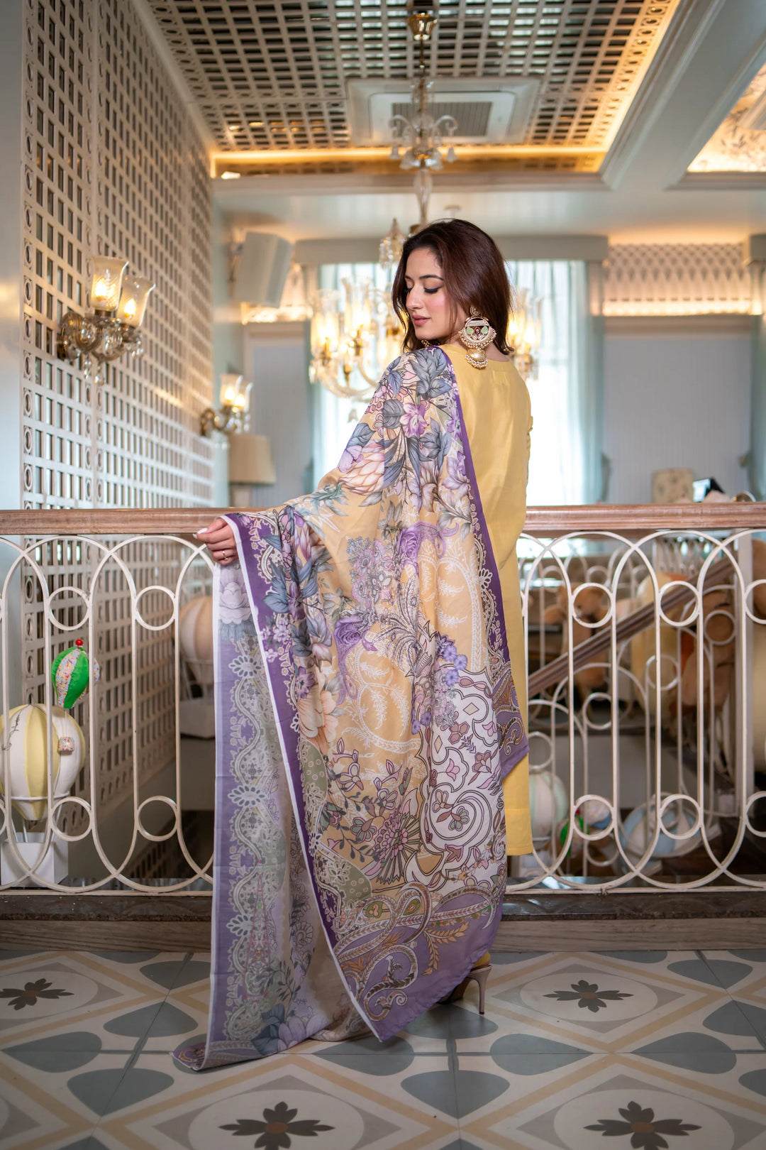 Unstitched - Isharya Yellow Cotton Lawn Suit