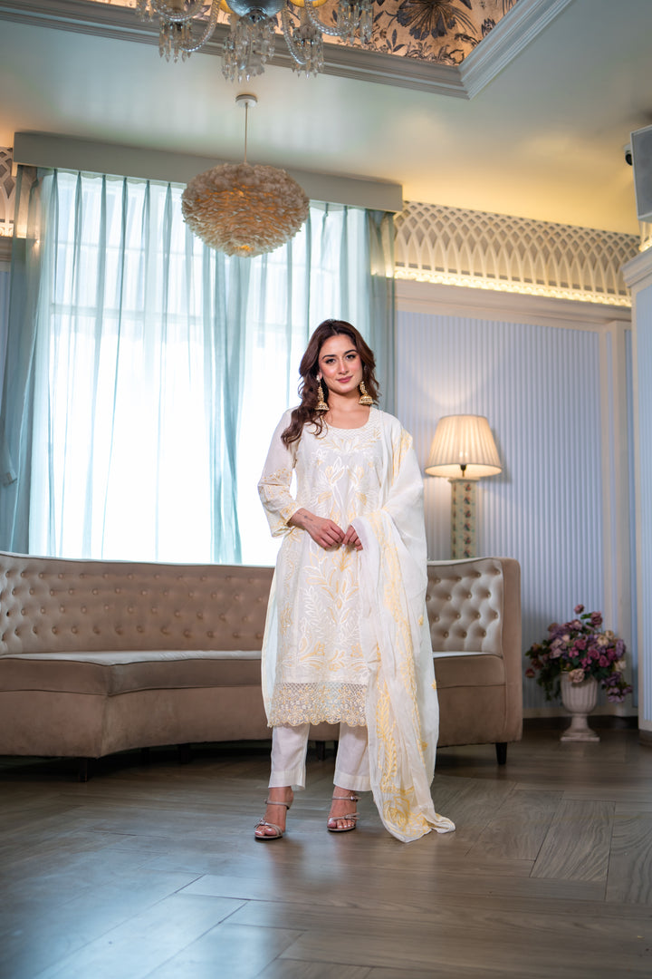 Hans White Cotton Lawn Suit
