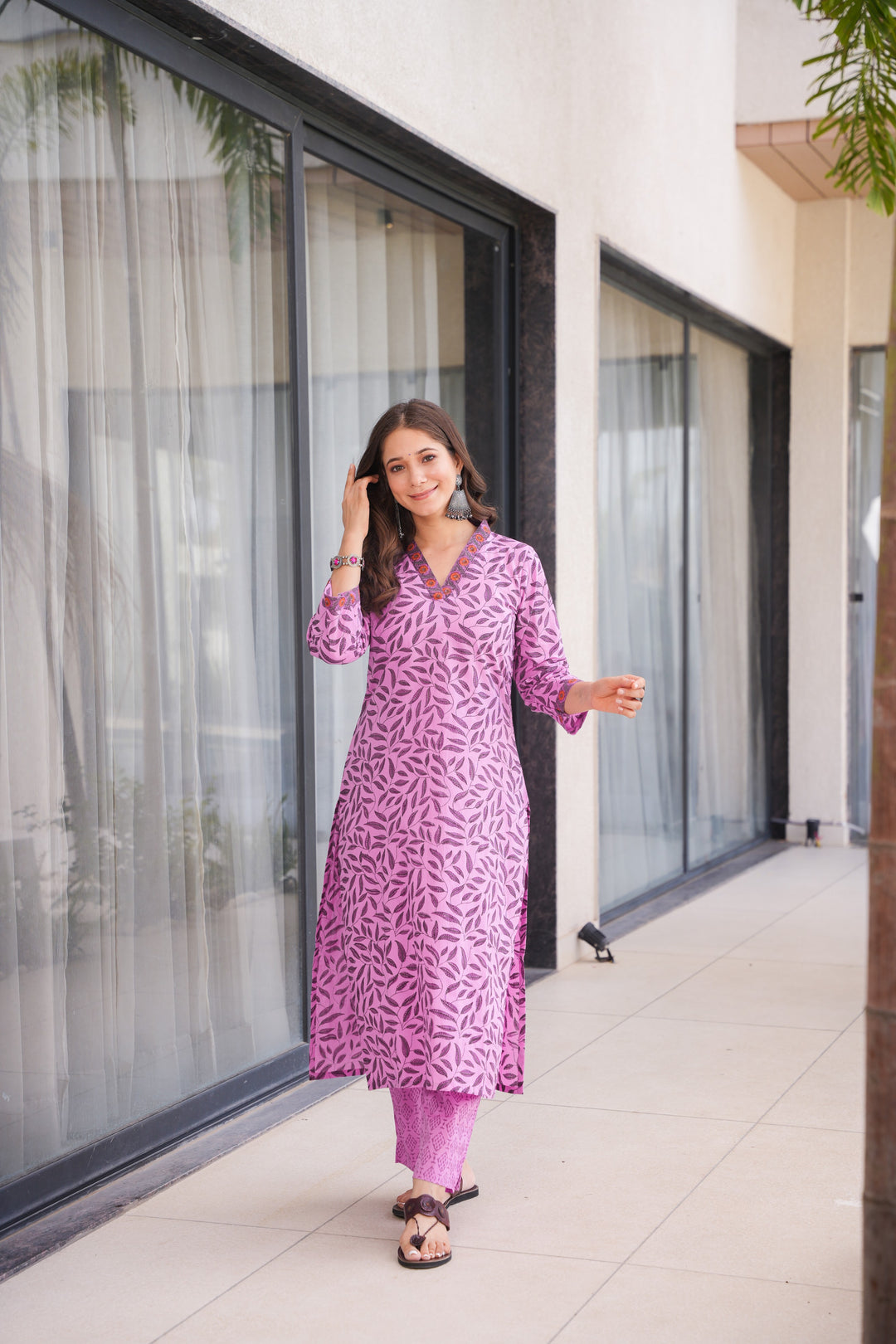 Anushka Purple Cotton Suit Set