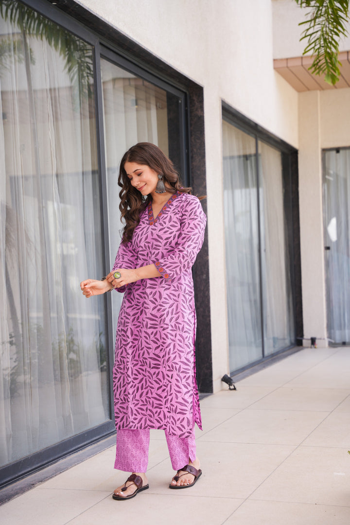 Anushka Purple Cotton Suit Set