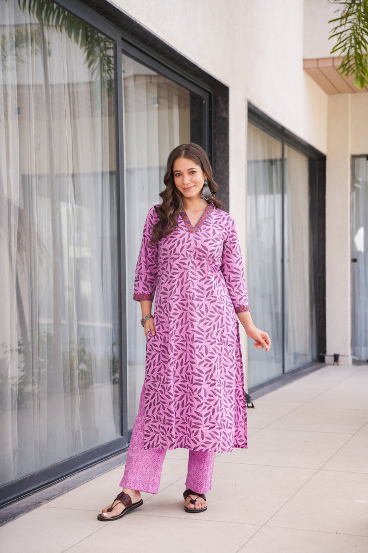Anushka Purple Cotton Suit Set