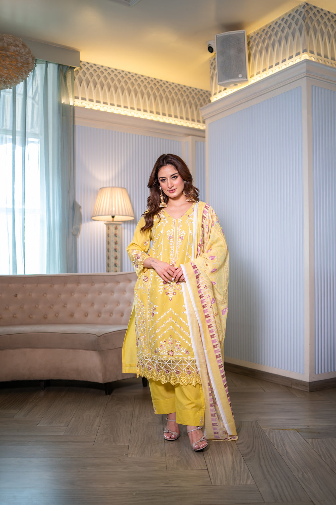 Hafsah Yellow Cotton Lawn Suit