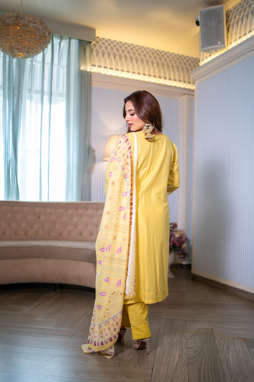 Hafsah Yellow Cotton Lawn Suit