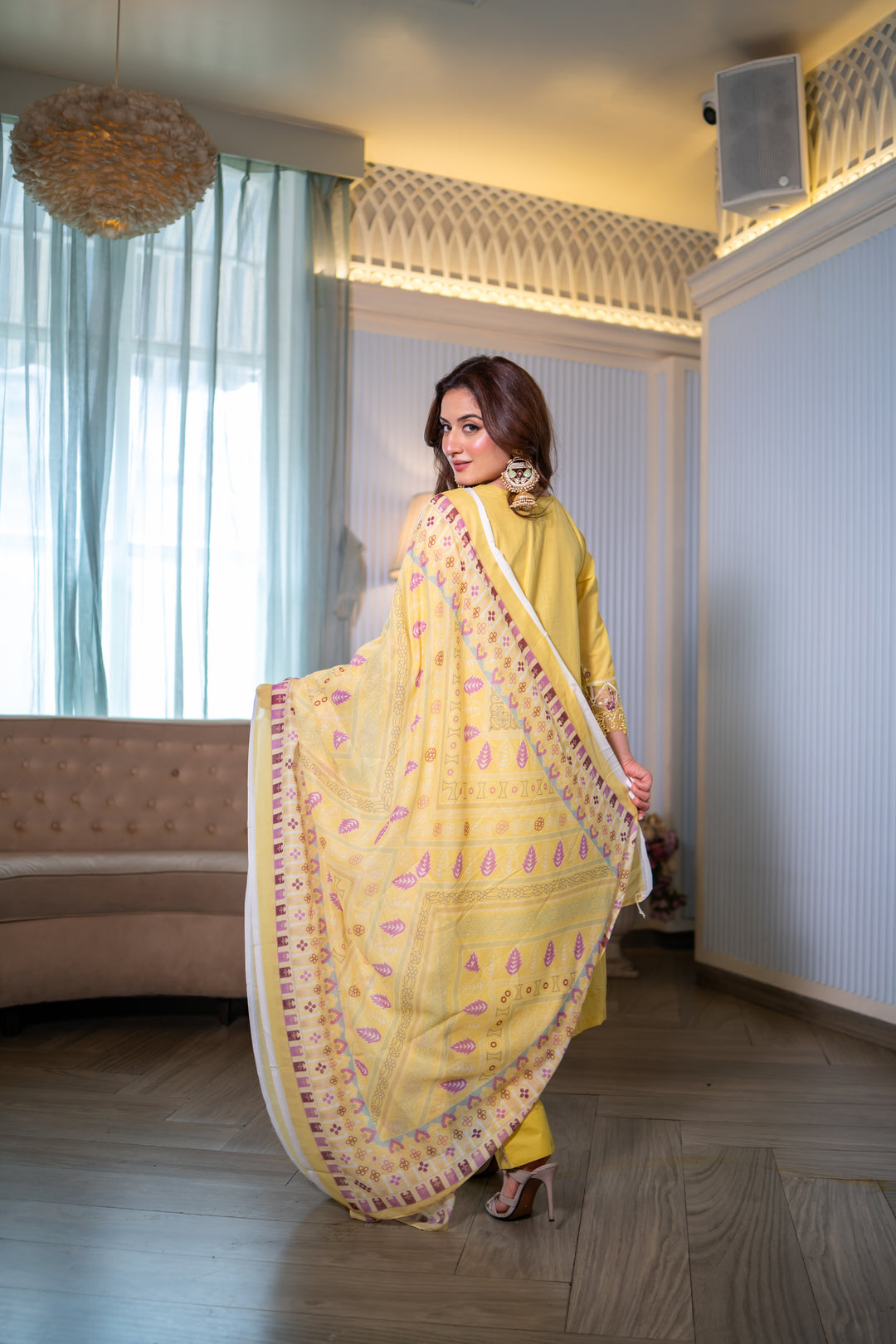 Hafsah Yellow Cotton Lawn Suit