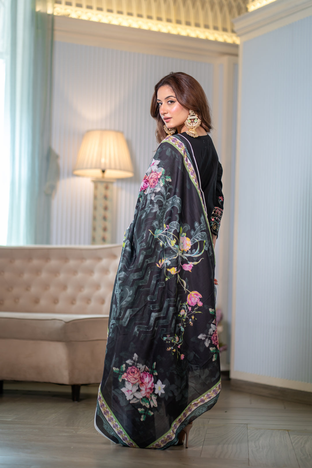 Nagma Black Cotton Lawn Set
