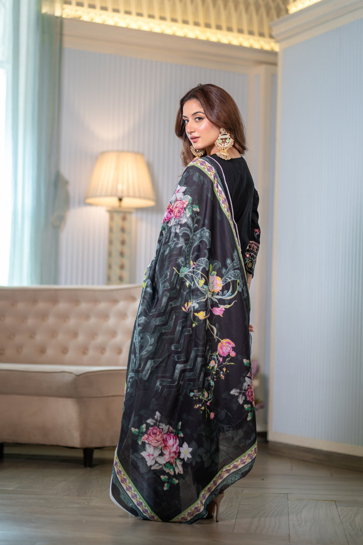 Nagma Black Cotton Lawn Set