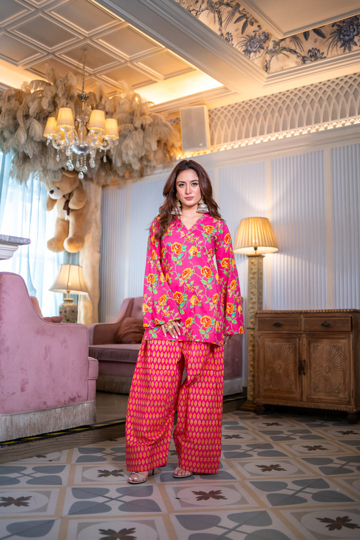 Madhuri Pink Cotton Farshi Set
