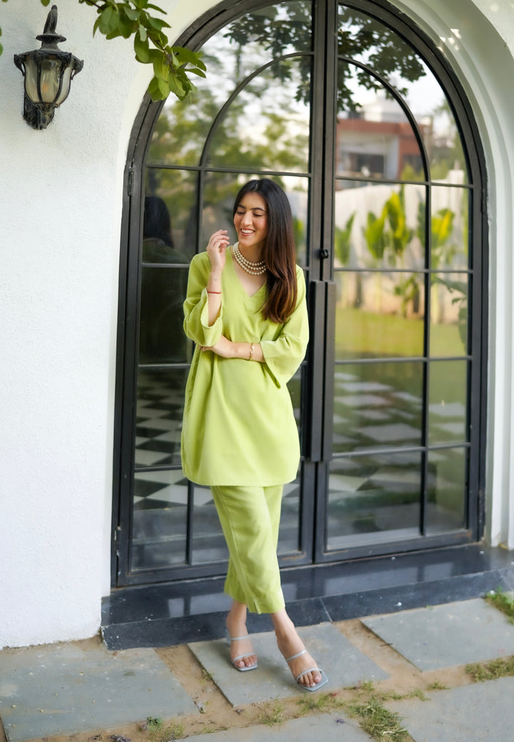 Lime Velvet Co-ord Set