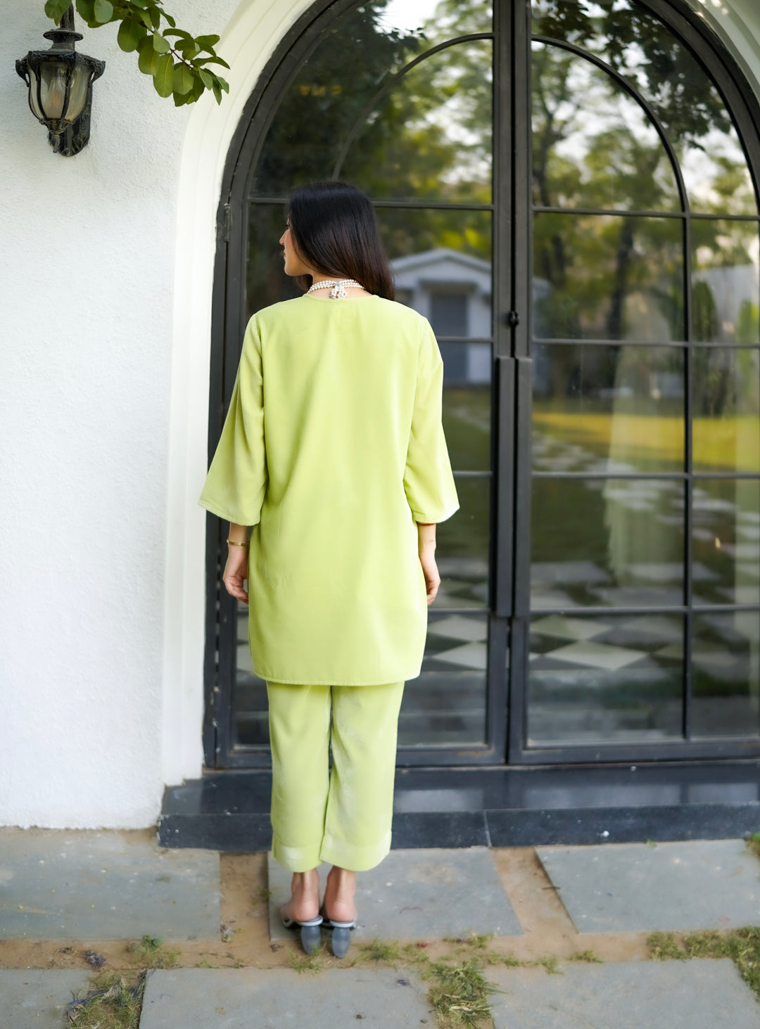 Lime Velvet Co-ord Set