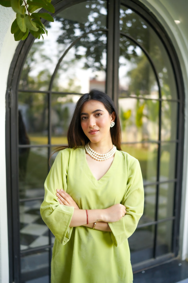 Lime Velvet Co-ord Set