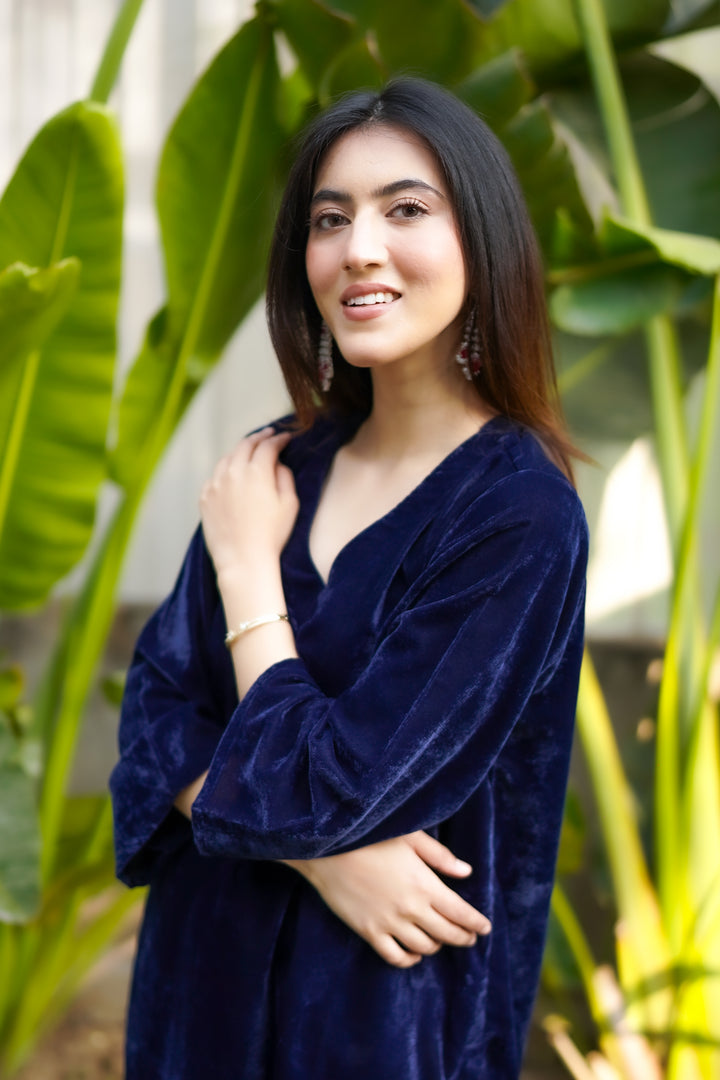 Navy Blue Velvet Co-ord Set
