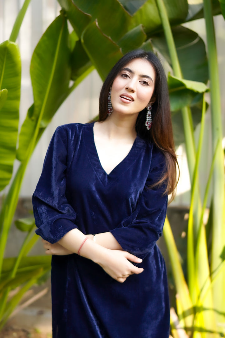 Navy Blue Velvet Co-ord Set
