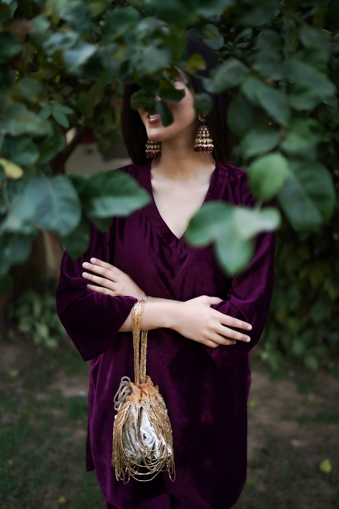 Wine Velvet Co-ord Set