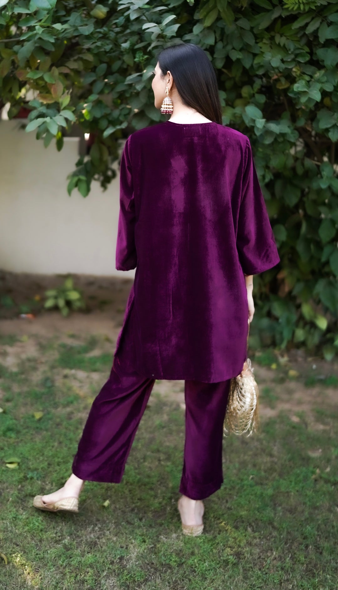 Wine Velvet Co-ord Set