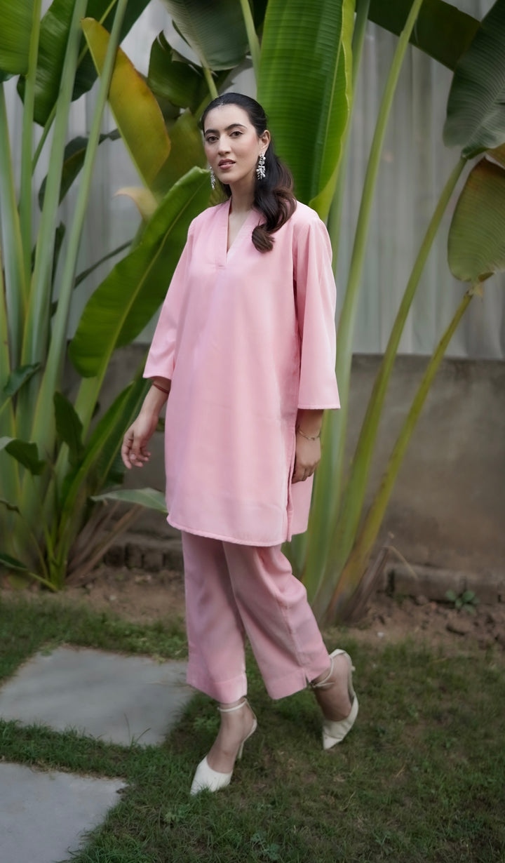 Light Pink Velvet Co-ord Set