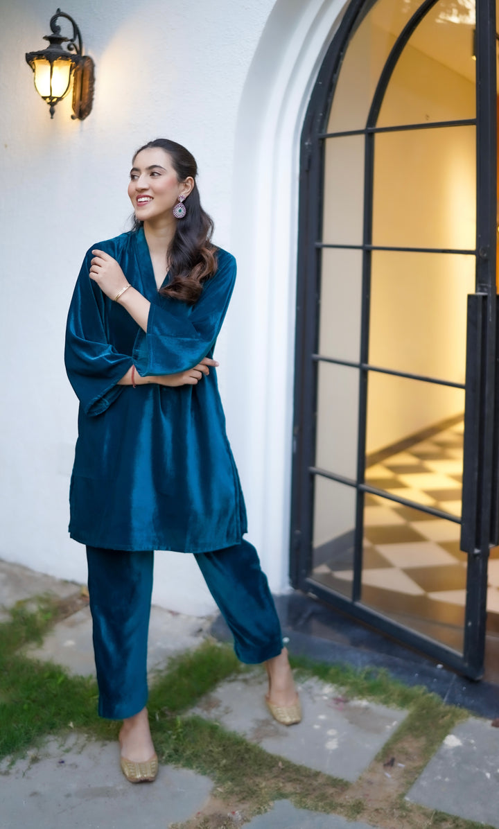 Teal Velvet Co-ord Set