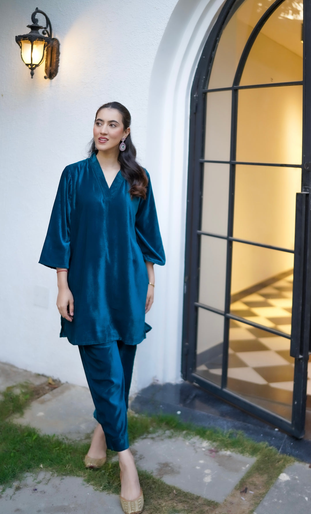 Teal Velvet Co-ord Set