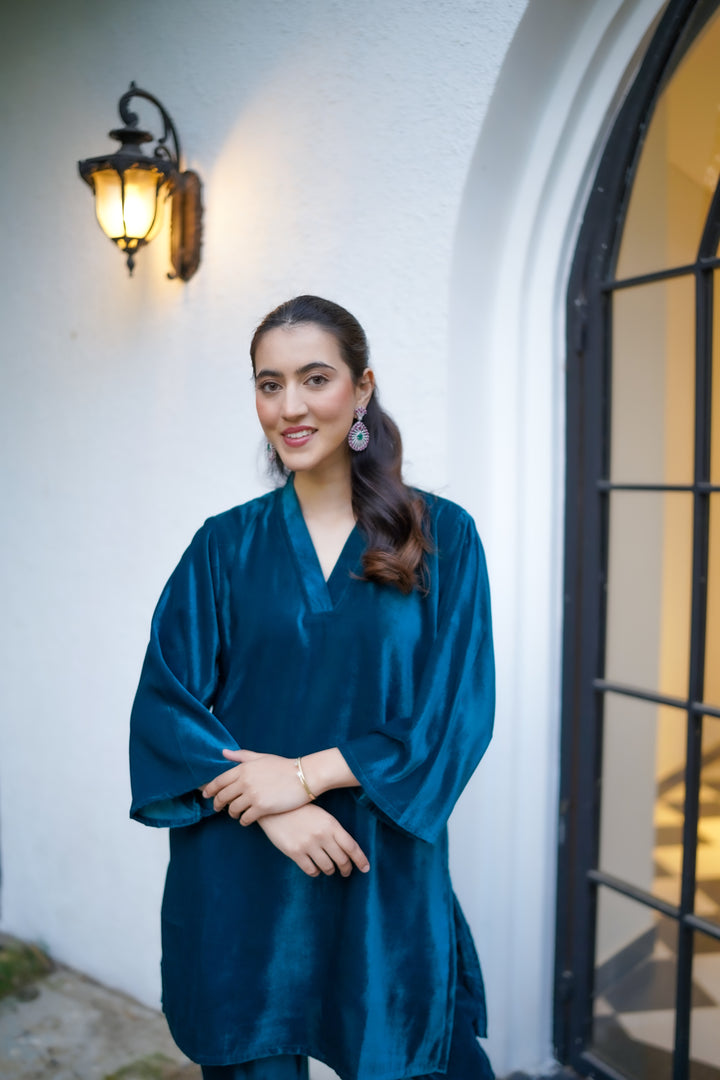 Teal Velvet Co-ord Set