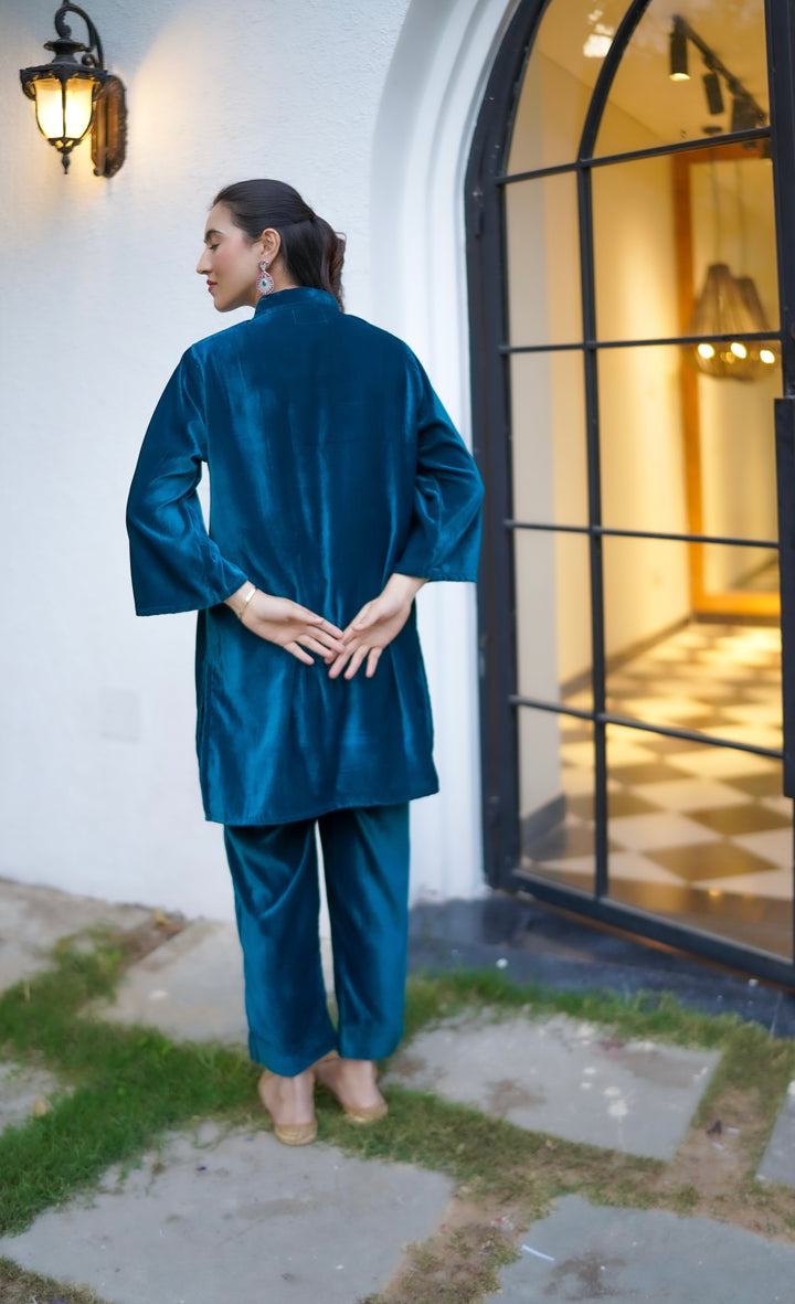 Teal Velvet Co-ord Set