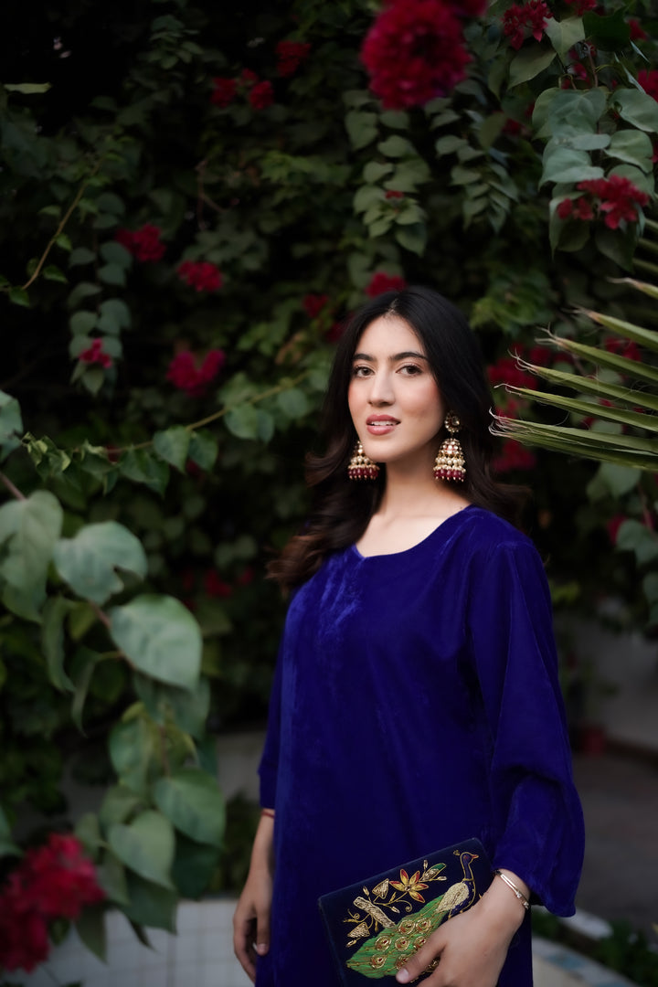 Royal Blue Velvet Co-ord Set