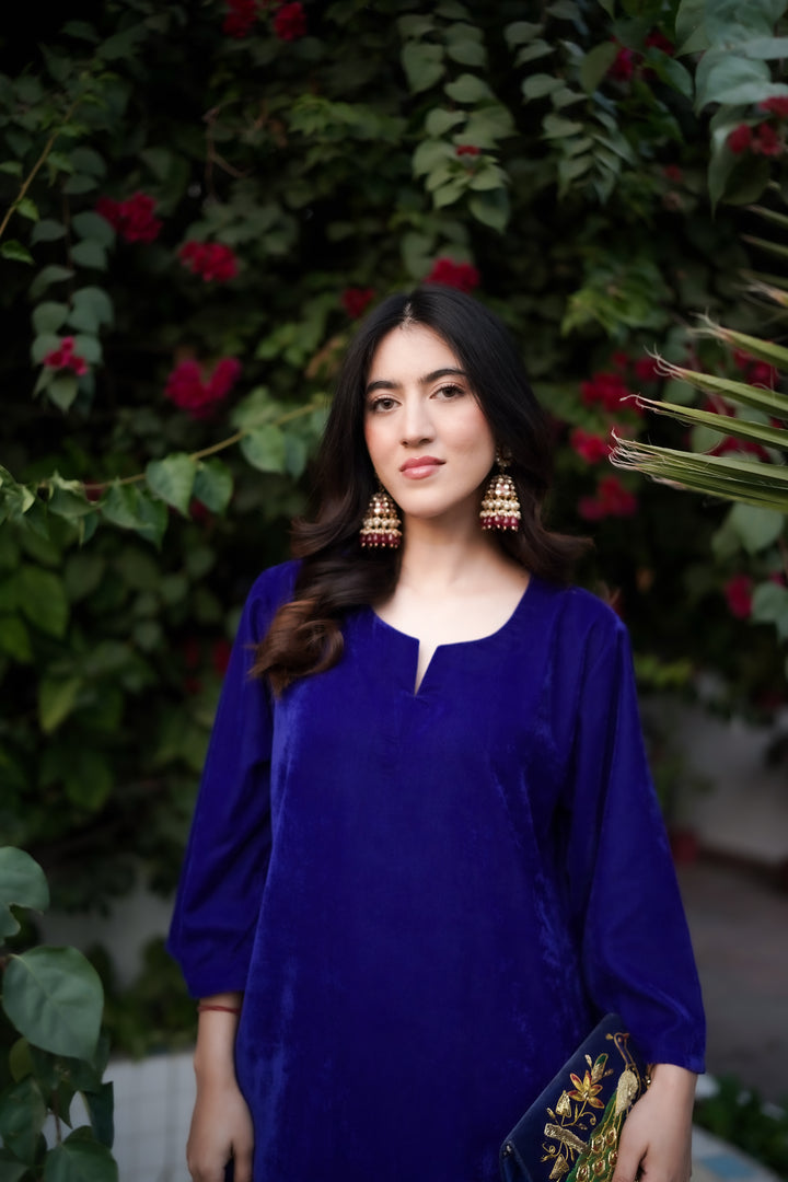 Royal Blue Velvet Co-ord Set