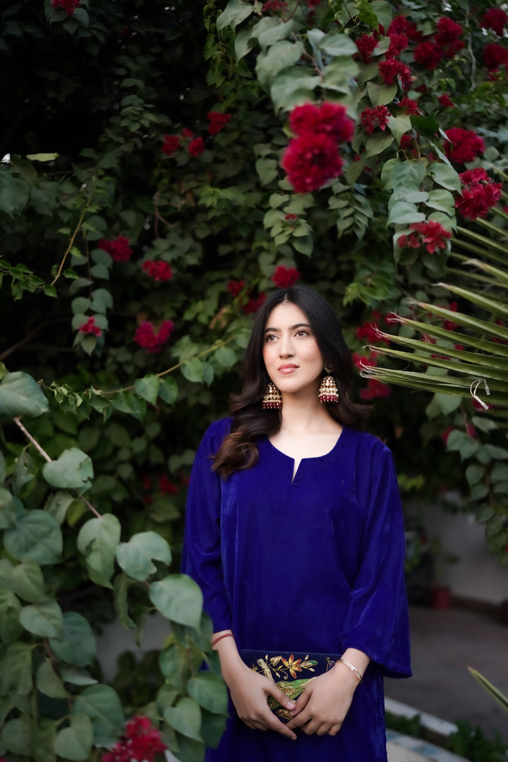 Royal Blue Velvet Co-ord Set