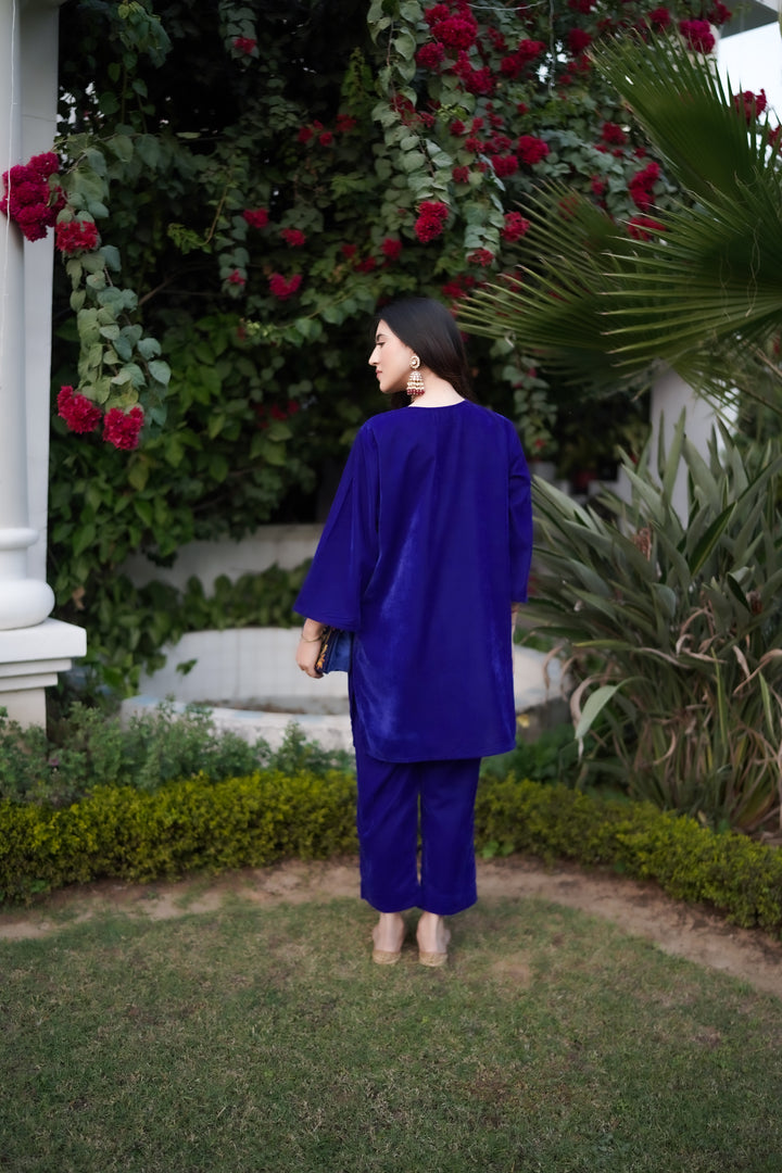 Royal Blue Velvet Co-ord Set