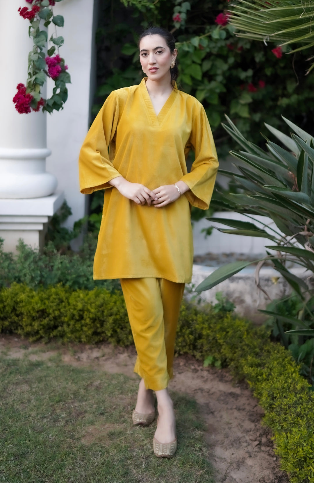 Yellow Velvet Co-ord Set
