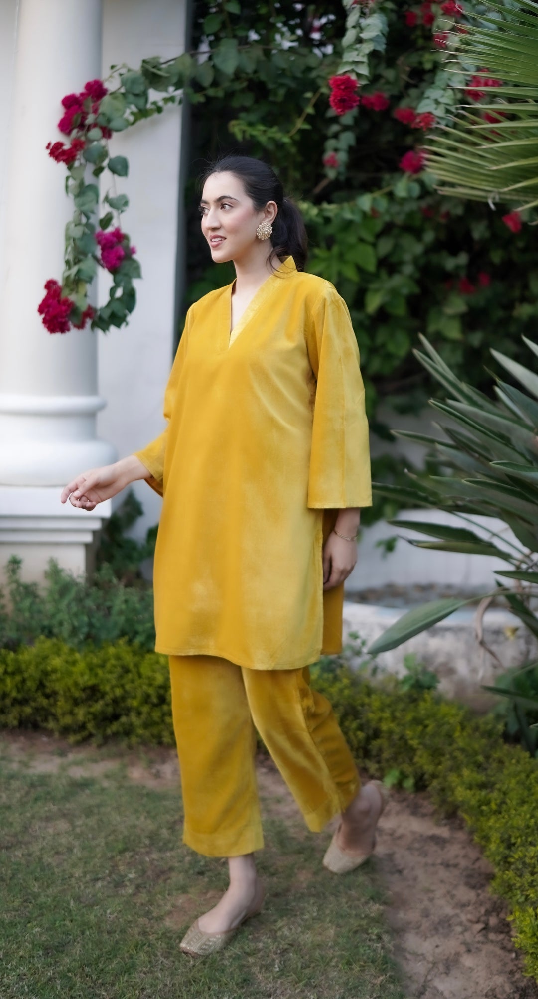 Yellow Velvet Co-ord Set