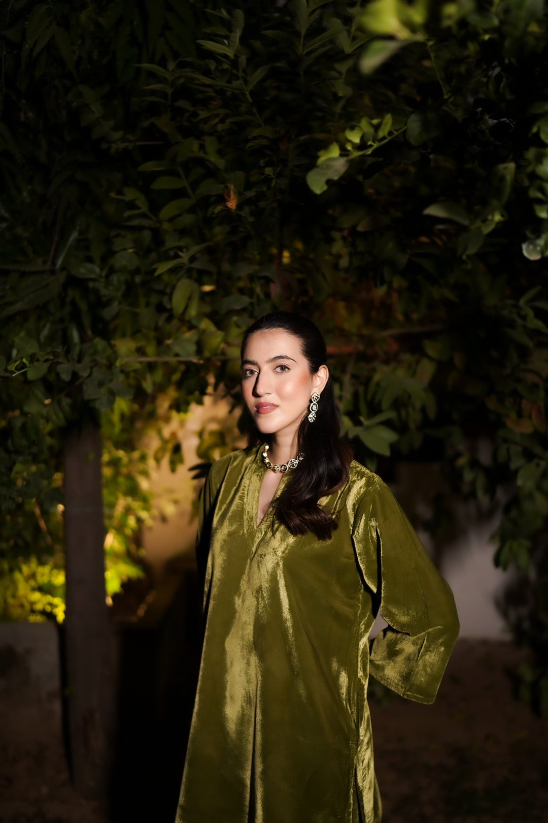 Olive Green Velvet Co-ord Set