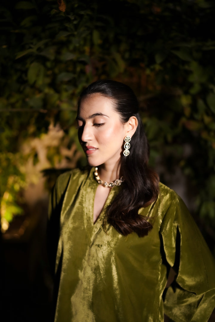 Olive Green Velvet Co-ord Set