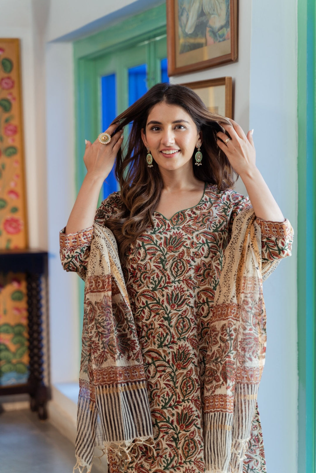 Kalamkari Dress Cotton Dress Materials Near Me Beige Kalamkari Suit Set DIMPLE DESIGN STUDIO Kalamkari Dress Cotton Dress Materials Near Me Beige Kalamkari Suit Set DIMPLE DESIGN STUDIO