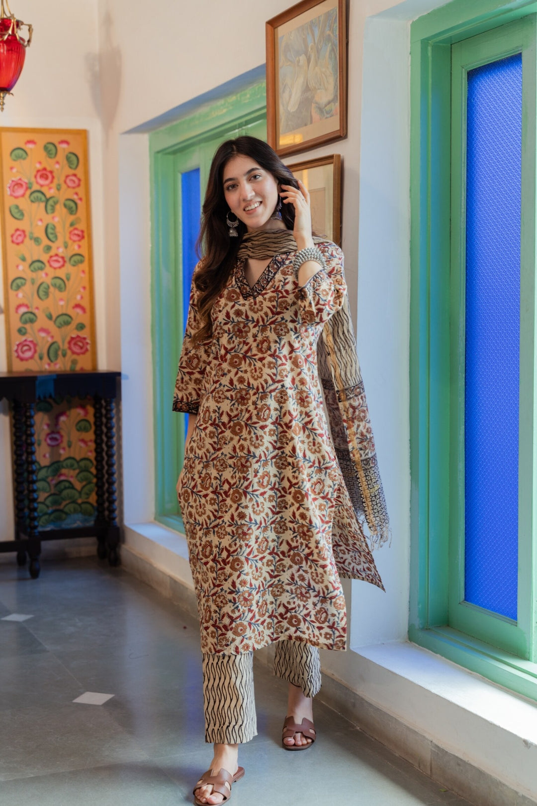 kalamkari dress stitching designs Pen Kalamkari Silk Dress myRiti