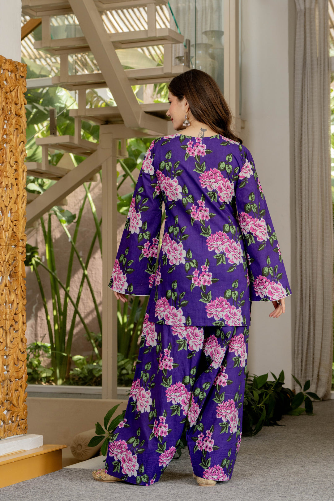 Vartika Purple Cotton Farshi Set
