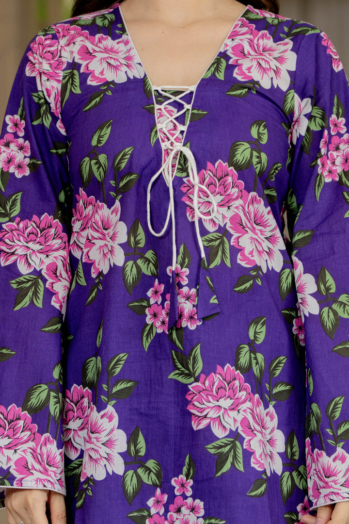 Vartika Purple Cotton Farshi Set