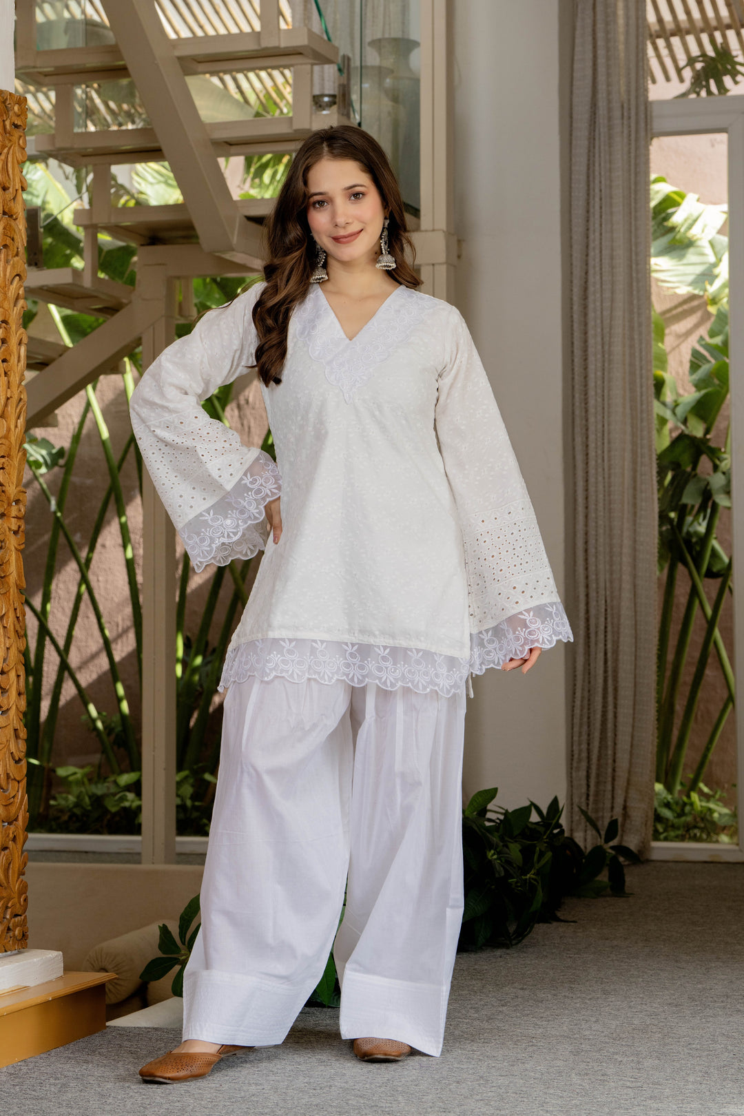Gulnaaz White Cotton Farshi Set