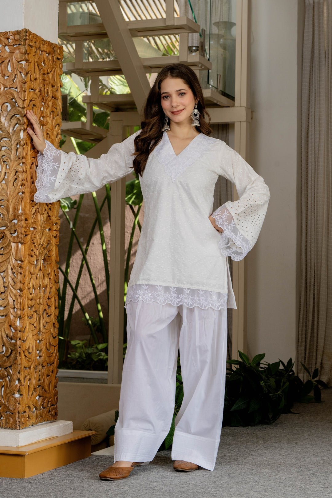 Gulnaaz White Cotton Farshi Set