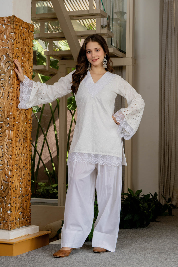 Gulnaaz White Cotton Farshi Set