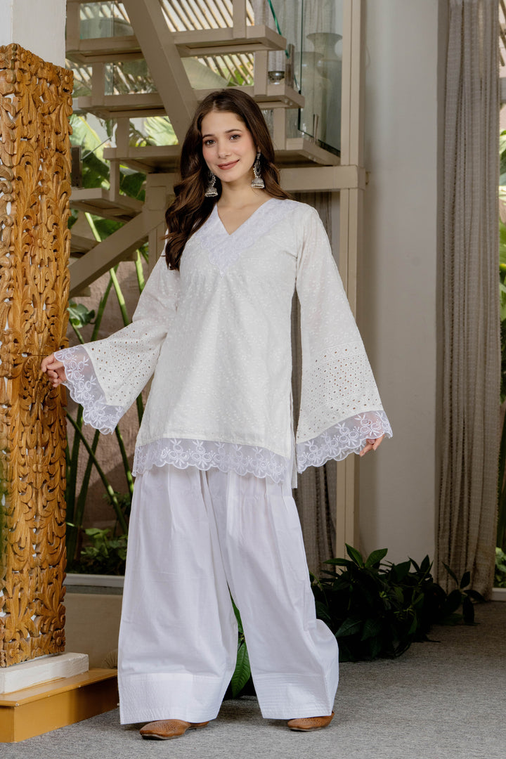 Gulnaaz White Cotton Farshi Set