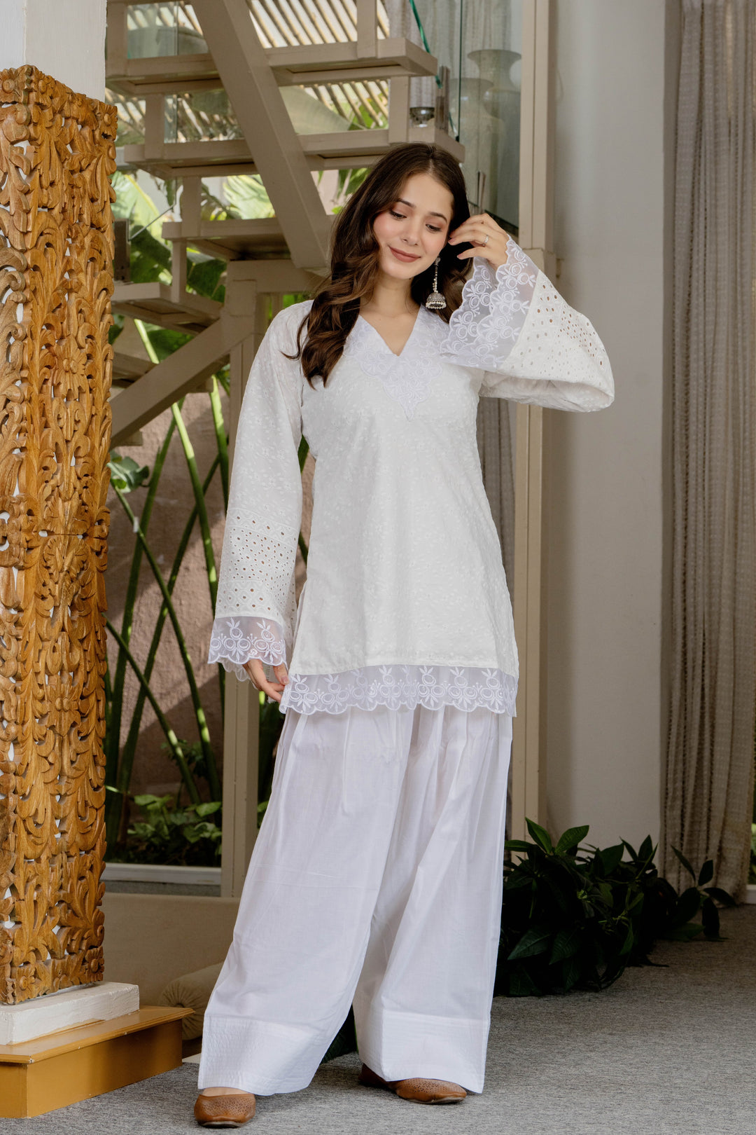Gulnaaz White Cotton Farshi Set